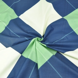 Baumwolle 100% Rauten in marineblau und salbeigrün - 220cm  