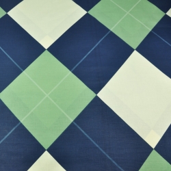 Baumwolle 100% Rauten in marineblau und salbeigrün - 220cm  