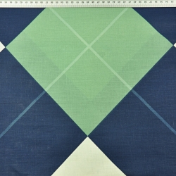 Baumwolle 100% Rauten in marineblau und salbeigrün - 220cm  