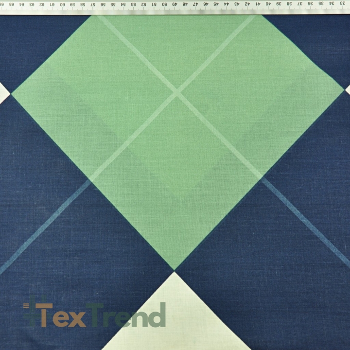 Baumwolle 100% Rauten in marineblau und salbeigrün - 220cm  