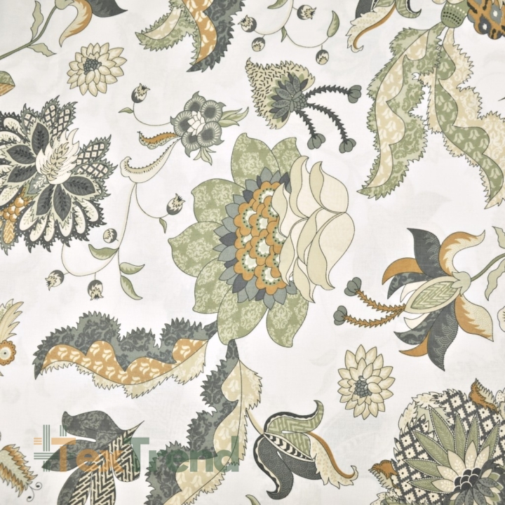 Baumwolle 100% türkisches Muster beige-orange auf weißem Hintergrund  