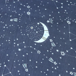 Baumwoll-Musselin Double Gauze - Digitaldruck - Galaxie Blau  