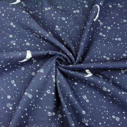 Baumwoll-Musselin Double Gauze - Digitaldruck - Galaxie Blau  