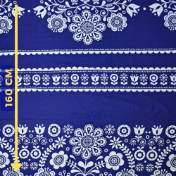 Baumwolle 100% skandinavisches Muster mit weißen Blumen auf marineblauem Hintergrund  