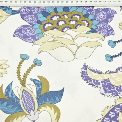 Baumwolle 100% türkisches Muster beige-lila auf weißem Hintergrund  