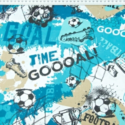 Baumwolle 100% Fußball türkis-beige  