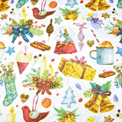 Baumwolle 100% Weihnachtsmuster Mini-Dekorationen auf weißem Hintergrund  