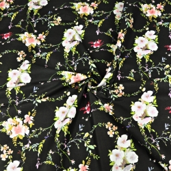 Baumwolle 100% Blumensträuße mit Zweigen auf schwarzem Hintergrund  