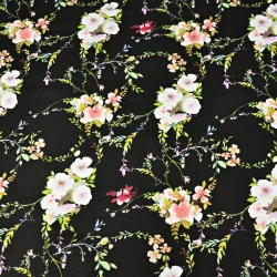 Baumwolle 100% Blumensträuße mit Zweigen auf schwarzem Hintergrund  