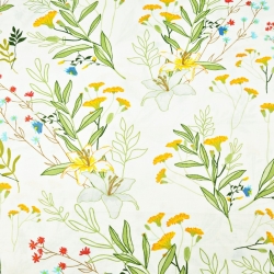 Baumwolle 100% Blumen Zweige mit Lilien auf weißem Hintergrund  