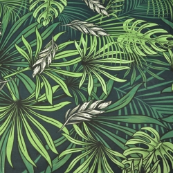 Baumwolle 100% dunkelgrüne Palm- und Monstera-Blätter  