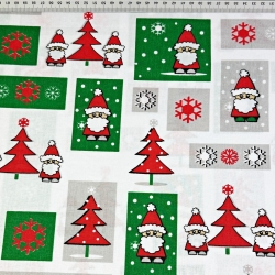 Baumwolle 100% Weihnachtsmuster Patchwork Weihnachtsmänner grün-rot  