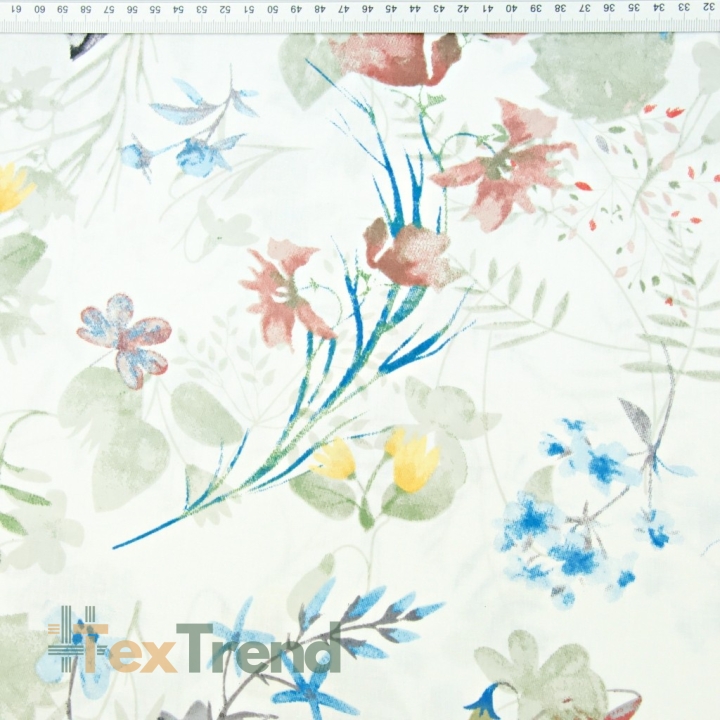 Baumwolle 100% Vintage Kletterblumen auf ecrufarbenem Hintergrund  