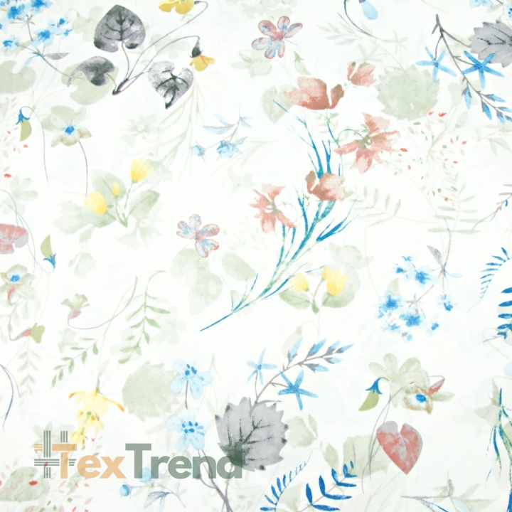 Baumwolle 100% Vintage Kletterblumen auf ecrufarbenem Hintergrund  