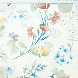 Baumwolle 100% Vintage Kletterblumen auf ecrufarbenem Hintergrund - 220cm  