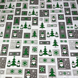 Baumwolle 100% Weihnachtsmuster Patchwork Weihnachtsmänner grau-grün  