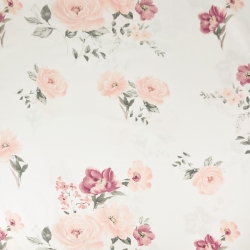 Baumwolle 100% Blumen rosa-burgunderfarbene Rosen auf weißem Hintergrund  