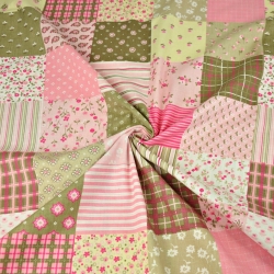 Baumwolle 100% Patchwork Blumen rosa-beige  