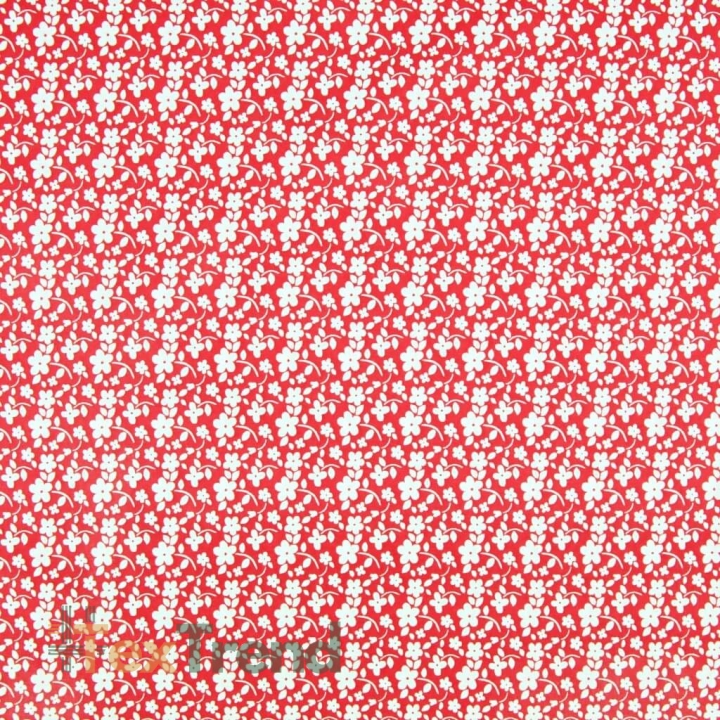 100% Baumwolle Wiese MIDI weiß auf rotem Hintergrund  
