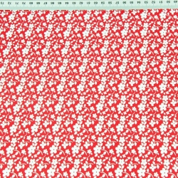 100% Baumwolle Wiese MIDI weiß auf rotem Hintergrund  