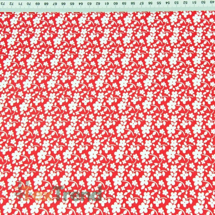 100% Baumwolle Wiese MIDI weiß auf rotem Hintergrund  