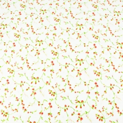Baumwolle 100% Blumen Winden rot-grün auf weißem Hintergrund  