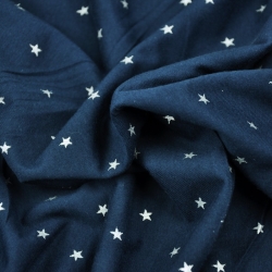 Jersey-Stoff silberne Sterne auf marineblauem Hintergrund  