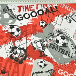 Baumwolle 100% Fußball rot-weiß  