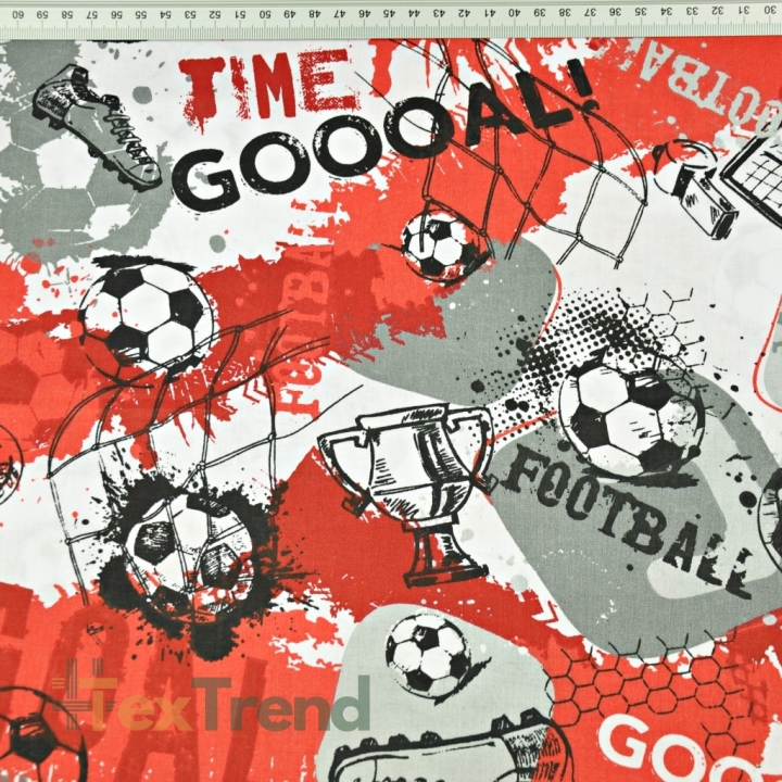 Baumwolle 100% Fußball rot-weiß  