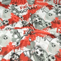 Baumwolle 100% Fußball rot-weiß  