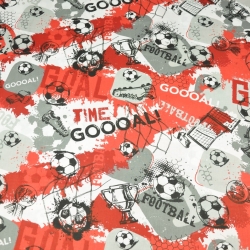 Baumwolle 100% Fußball rot-weiß  