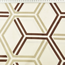 Baumwolle 100% geometrisches Muster Honigwaben beige-braun  