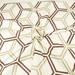 Baumwolle 100% geometrisches Muster Honigwaben beige-braun  