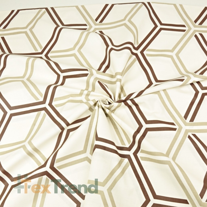 Baumwolle 100% geometrisches Muster Honigwaben beige-braun  