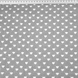 Baumwolle 100% Herzchen mit Punkten auf grauem Hintergrund  