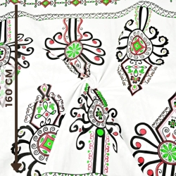 Baumwolle 100% folkloristisches Muster Parzenice auf weißem Hintergrund  