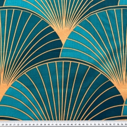 Baumwolle 100% orange-grüne Fächer - 220 cm  