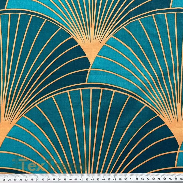 Baumwolle 100% orange-grüne Fächer - 220 cm  