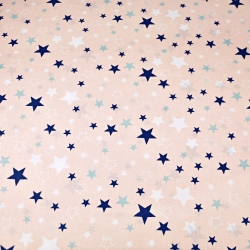 Baumwolle 100% Sternbild weiß-dunkelblau auf aprikosenfarbenem Hintergrund  