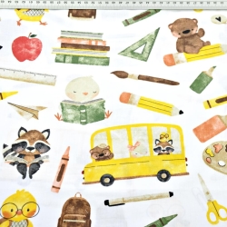 Baumwolle 100% Tiere im Unterricht auf weißem Hintergrund  