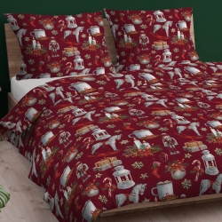 Baumwolle 100% Weihnachtsmuster Nussknacker auf rotem Hintergrund  