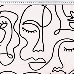 Baumwolle 100% minimalistische Gesichter Linien auf hell-aprikosenfarbenem Hintergrund  