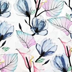 Baumwolle 100% pastell-neonfarbene Blumen auf weißem Hintergrund  