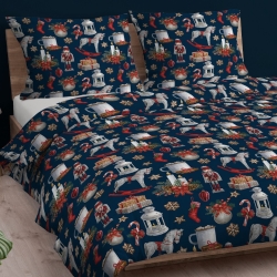 Baumwolle 100% Weihnachtsmuster Nussknacker auf dunkelblauem Hintergrund  