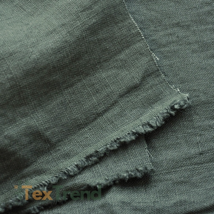 Leinen Vorhang - 350g - 137cm - dunkles olivgrün  