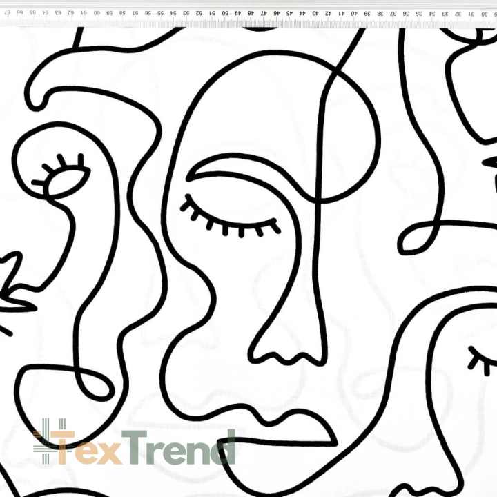 Baumwolle 100% minimalistische Gesichter Linien auf weißem Hintergrund  