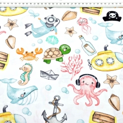 Baumwolle 100% Taucher im bunten Ozean auf weißem Hintergrund  