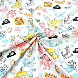 Baumwolle 100% Taucher im bunten Ozean auf weißem Hintergrund  