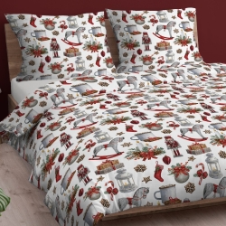 Baumwolle 100% Weihnachtsmuster Nussknacker auf weißem Hintergrund  