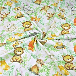 Baumwolle 100% Tiere lächelnder Bär mit Rentier  